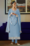 Lavender Leheriya Handcrafted Tie Dye & Kashmiri Tilla Kurta Set