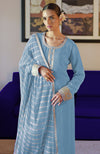 Cerulean Blue Leheriya Handcrafted Tie Dye & Kashmiri Tilla Kurta Set