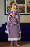 Lavender Leheriya Handcrafted Tie Dye & Kashmiri Tilla Kurta Set