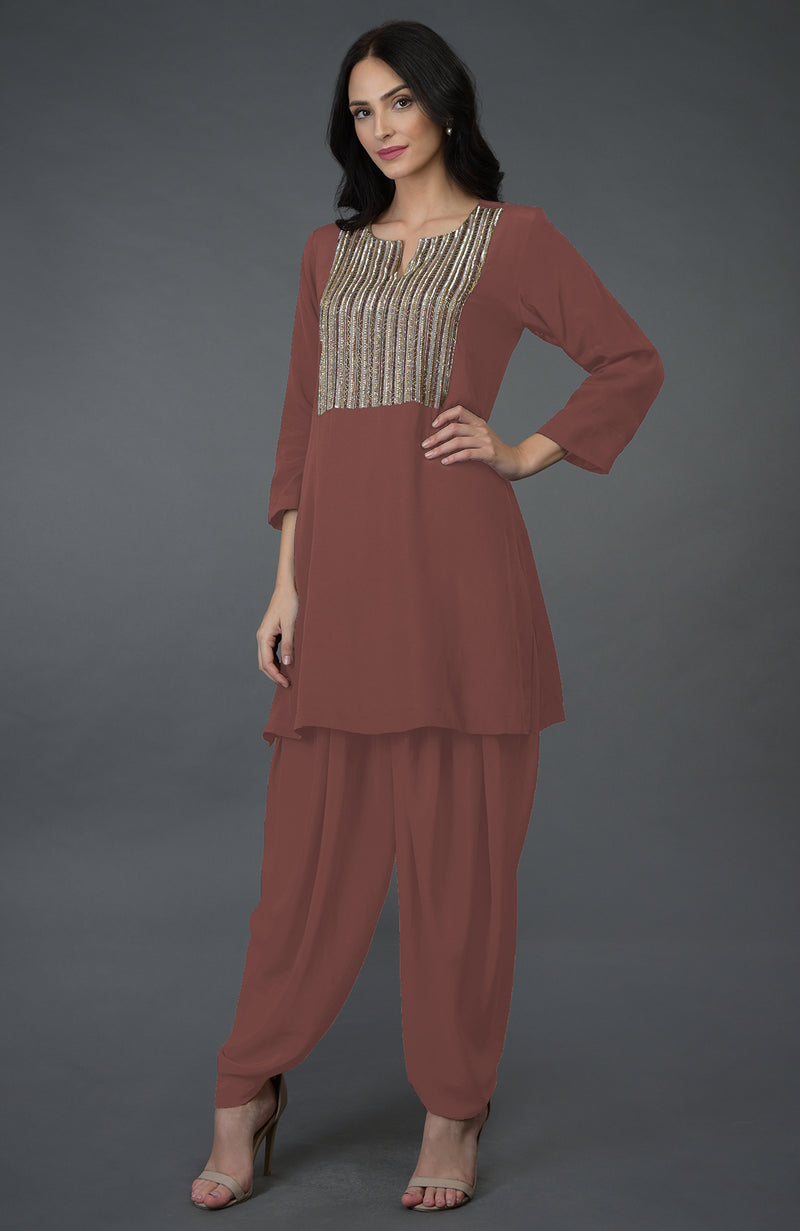 Eclipse Blue Sequin and Beads Embroidered Dhoti Pants Suit