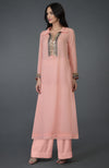 Peach Sequin & Beads Embroidered Kurta Set