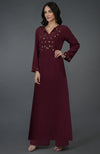 Burgundy Bugle Beads Embroidered Kurta Set