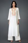 Ivory Resham Floral Sequin & Beads Embroidered Kurta Set