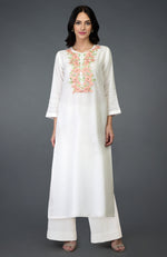 Ivory Resham Floral Sequin & Beads Embroidered Kurta Set