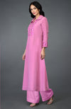 Carnation Pink Resham Crystal & Beads Embroidered Kurta Set