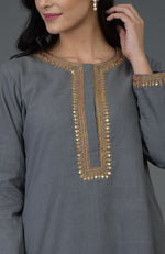 Grey Marori And Sequin Embroidered Dhoti Pants Suit