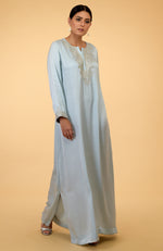 Serenity Blue- Silver Kashmir Embroidered Kaftan