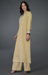 Beige Gold Kashmiri Tilla Embroidered Kurta Set