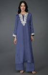 Iris Blue Kashmiri Tilla Embroidered Kurta Set