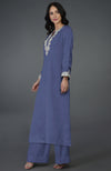 Iris Blue Kashmiri Tilla Embroidered Kurta Set