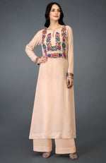 Tea Rose Kani Art Embroidered Kurta Set