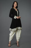 Black Parsi Gara Embroidered Patiala Pants Suit