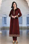 Maroon Zardozi Hand Embroidered Kurta Set