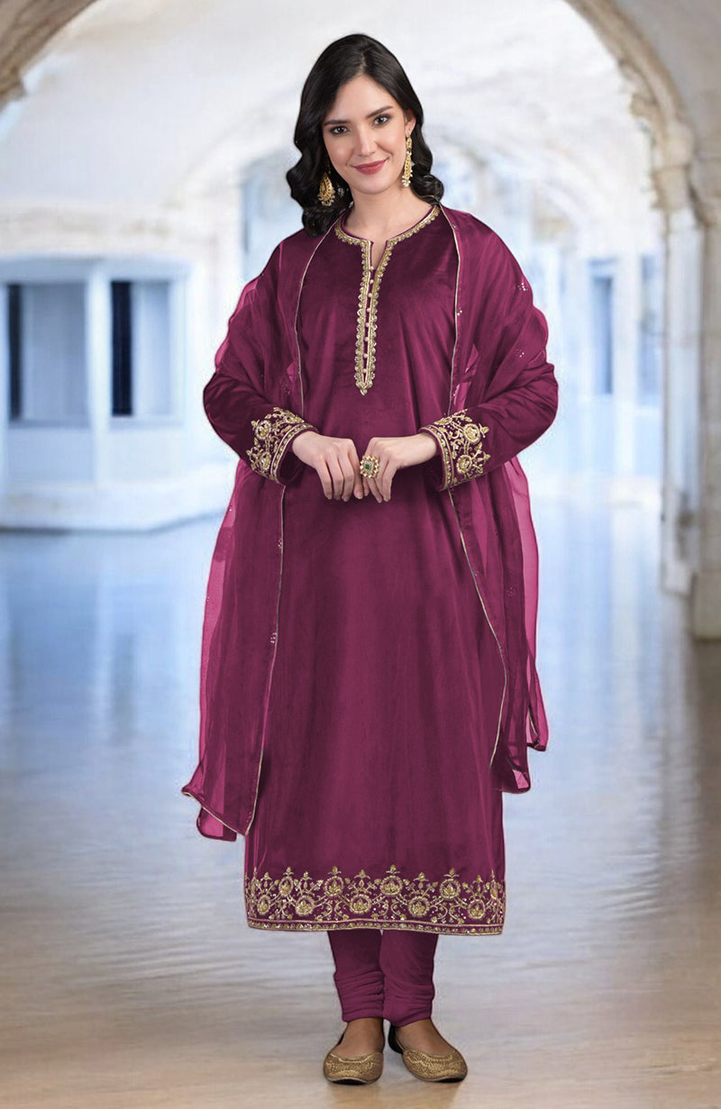 Maroon Zardozi Hand Embroidered Kurta Set