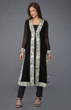 Black- Ivory Parsi Gara Embroidered Overlay Suit