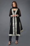 Black- Ivory Parsi Gara Embroidered Overlay Suit