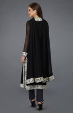 Black- Ivory Parsi Gara Embroidered Overlay Suit