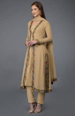 Beige Parsi Gara Embroidered Overlay Suit