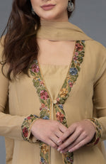 Beige Parsi Gara Embroidered Overlay Suit