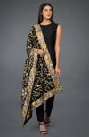 Black-Beige Gold Parsi Gara Pure Pashmina Shawl