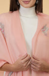 Pastel Peach Floral Hand Embroidered Pure Cashmere Stole