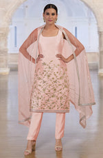 Rose Gold Hand Embroidered Kurta  Set