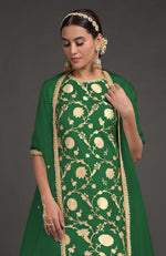 Emerald Green  Benarasi Weave Zardozi  Kurta Set