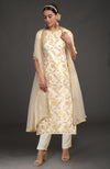 Ivory Benarasi Weave Zardozi  Kurta Set