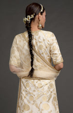 Ivory Benarasi Weave Zardozi  Kurta Set