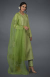 Pista Green Pintuck Silk Kurta Set with Dupatta