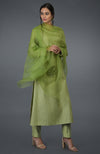 Pista Green Pintuck Silk Kurta Set with Dupatta