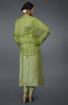 Pista Green Pintuck Silk Kurta Set with Dupatta