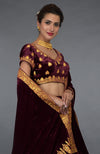 Burgundy Kashmiri Tilla Embroidered Lehenga Outfit