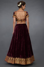 Burgundy Kashmiri Tilla Embroidered Lehenga Outfit