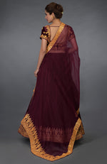 Burgundy Kashmiri Tilla Embroidered Lehenga Outfit