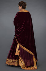 Burgundy Kashmiri Tilla Embroidered Lehenga Outfit