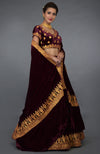 Burgundy Kashmiri Tilla Embroidered Lehenga Outfit