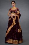 Burgundy Kashmiri Tilla Embroidered Lehenga Outfit