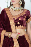 Burgundy Kashmiri Tilla Embroidered Lehenga Outfit