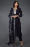 Eclipse Blue- Silver Zari Beads & Sequin Embroidered Suit