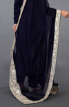 Midnight Blue Kashmiri Tilla Embroidered Salwar Pants Suit