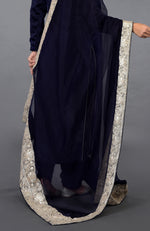 Midnight Blue Kashmiri Tilla Embroidered Salwar Pants Suit