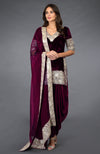 Burgundy Kashmiri Tilla Embroidered Dhoti Pants Suit