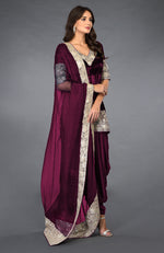 Burgundy Kashmiri Tilla Embroidered Dhoti Pants Suit