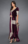 Burgundy Kashmiri Tilla Embroidered Dhoti Pants Suit