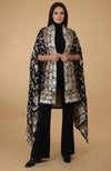 Black-Beige Parsi Gara Pure Pashmina Shawl Cape