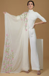 Ivory Beads & Sequin Hand Embroidered Pure Cashmere Stole