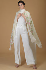 Ivory Beads & Sequin Hand Embroidered Pure Cashmere Stole