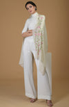 Ivory Beads & Sequin Hand Embroidered Pure Cashmere Stole