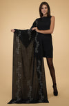 Black Beads & Sequin Hand Embroidered Pure Cashmere Stole